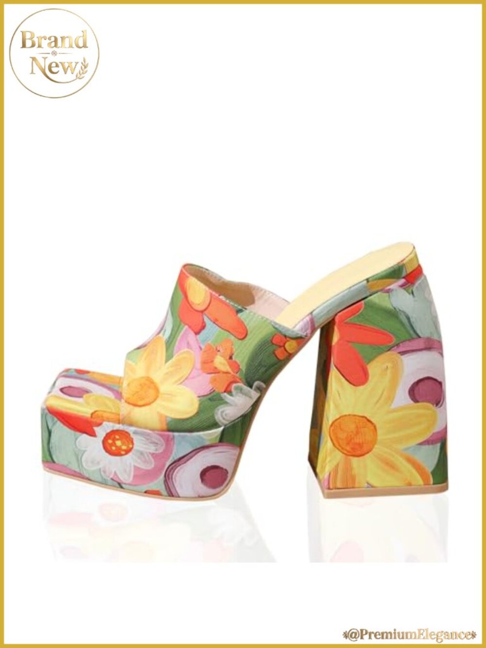 Women's Chunky Platform Bohemian 5.3 Inch High Heels Square Open Toe Wedge